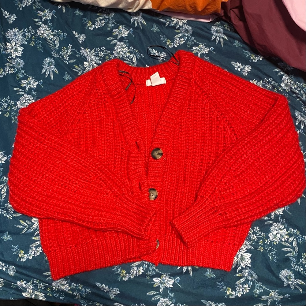 H&M Vibrant Red Cardigan Sweater